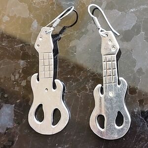 Sterling Silver Guitar-Shaped Earrings